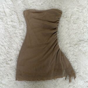 Princess Polly Tan Strapless Mini Dress